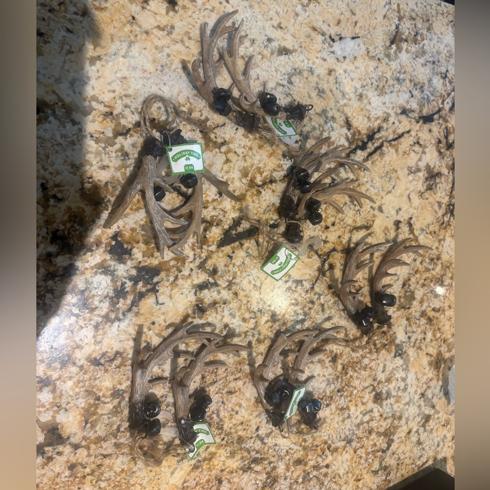 Set of 6 Antler Ornaments NWT